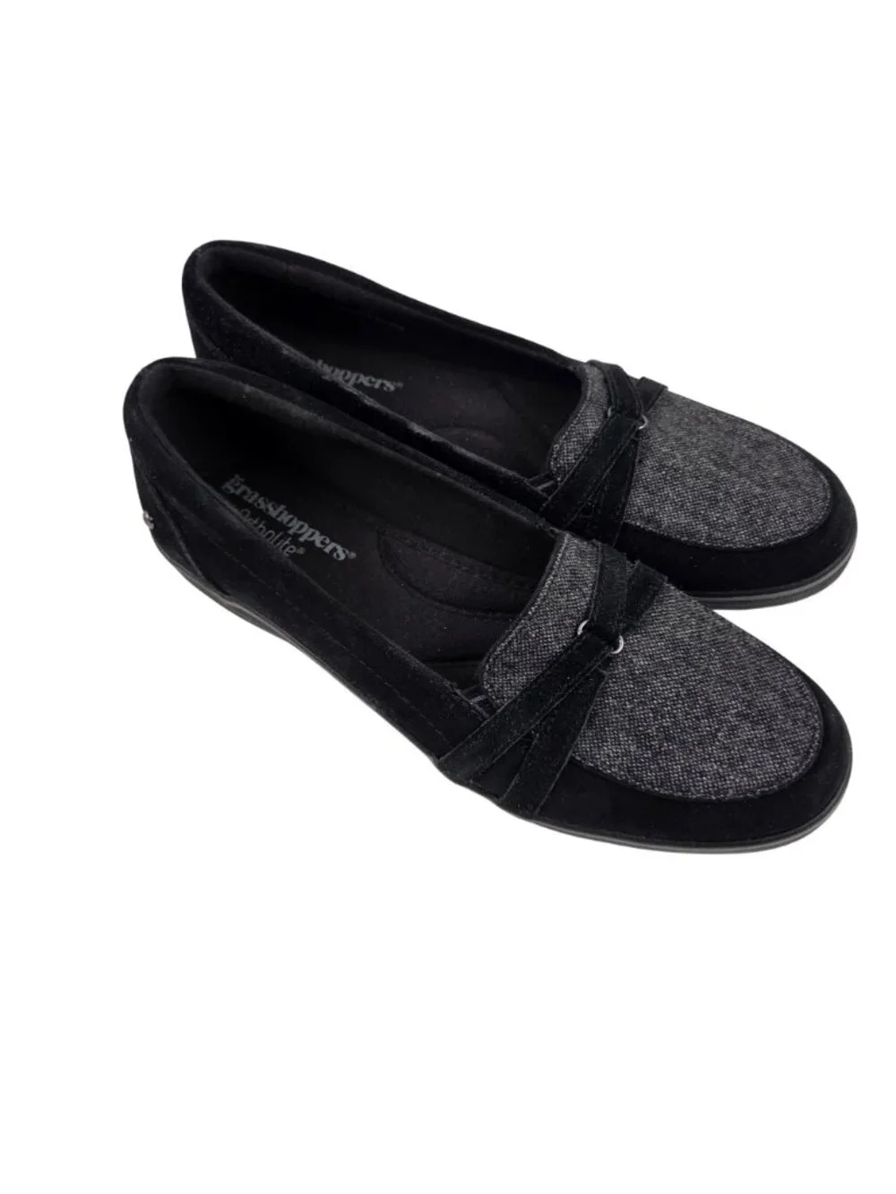 Grasshoppers Loafers Womens Size 9.5 Windham Suede Black Ortholite Comfort Shoes